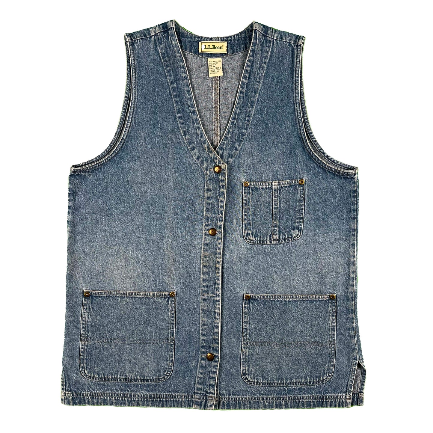 90s L.L. Bean Buckleback Denim Vest- S