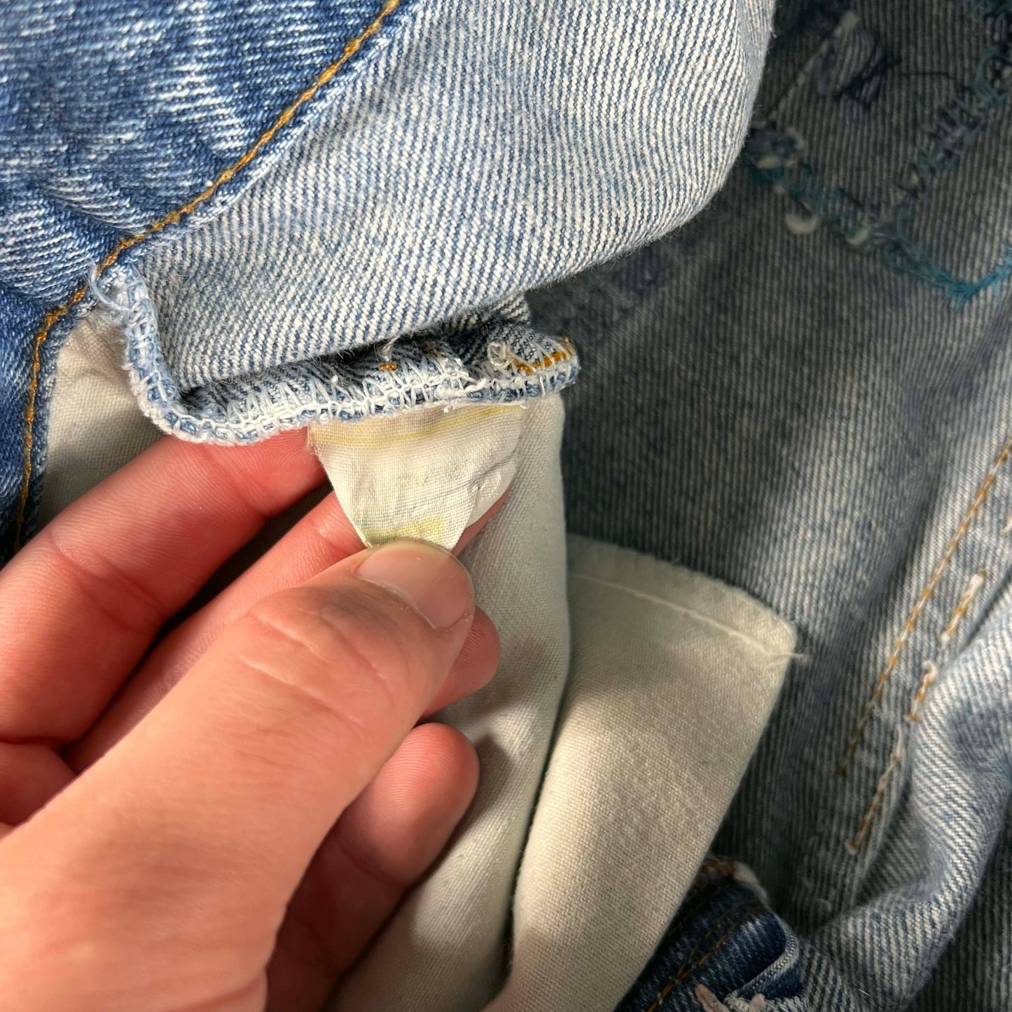 70s Plain Pockets Repaired Denim Flares- 32x28.5