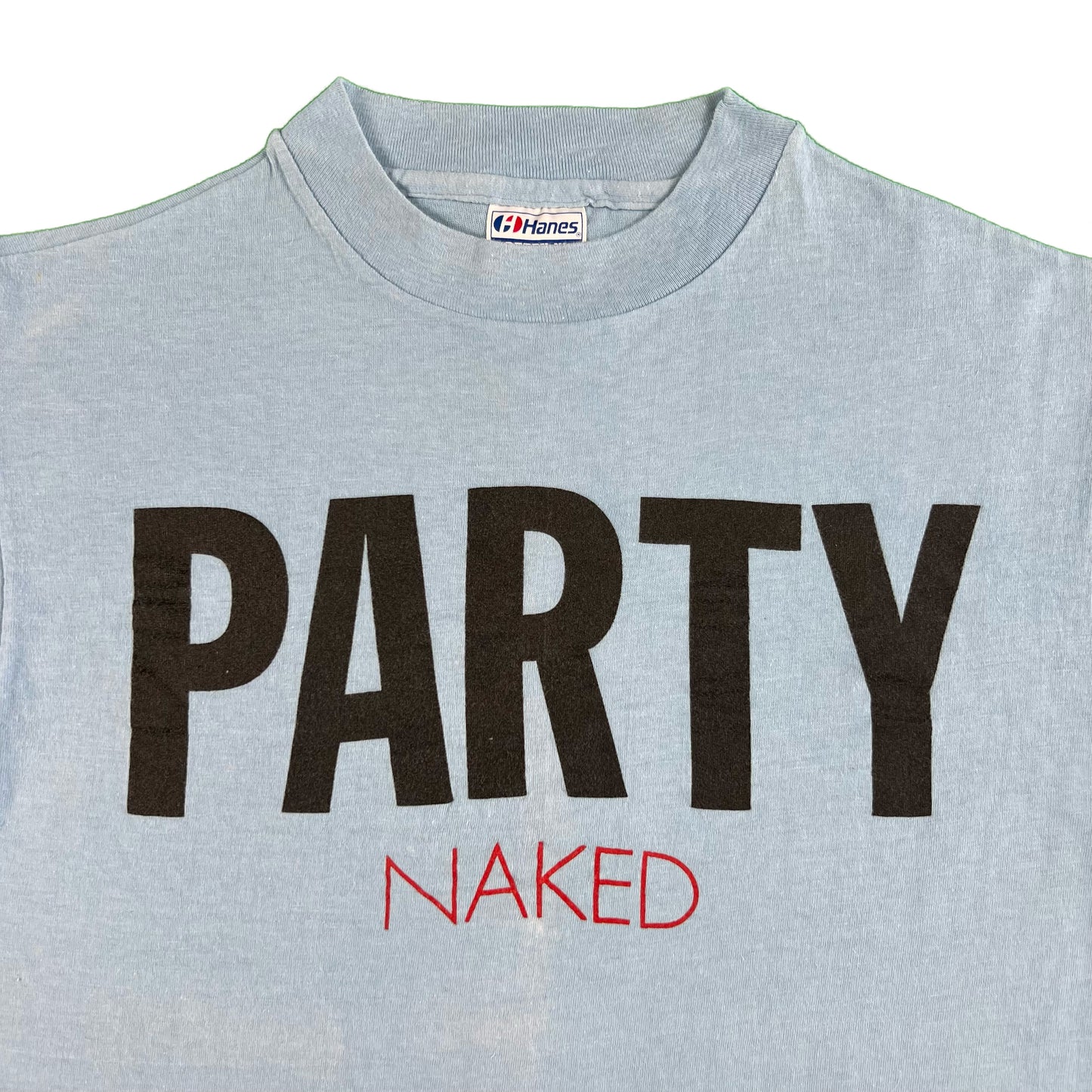 80s Baby Blue Party Naked Tee- L