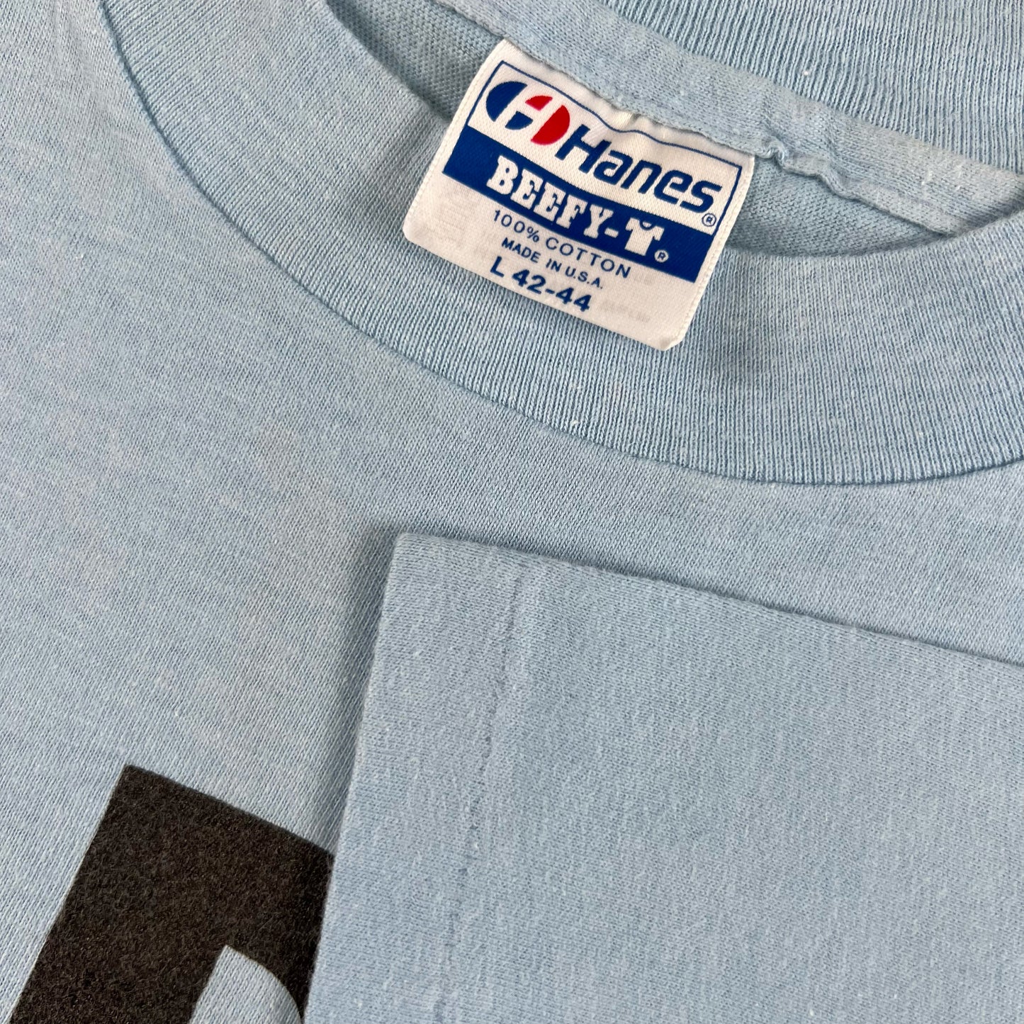 80s Baby Blue Party Naked Tee- L