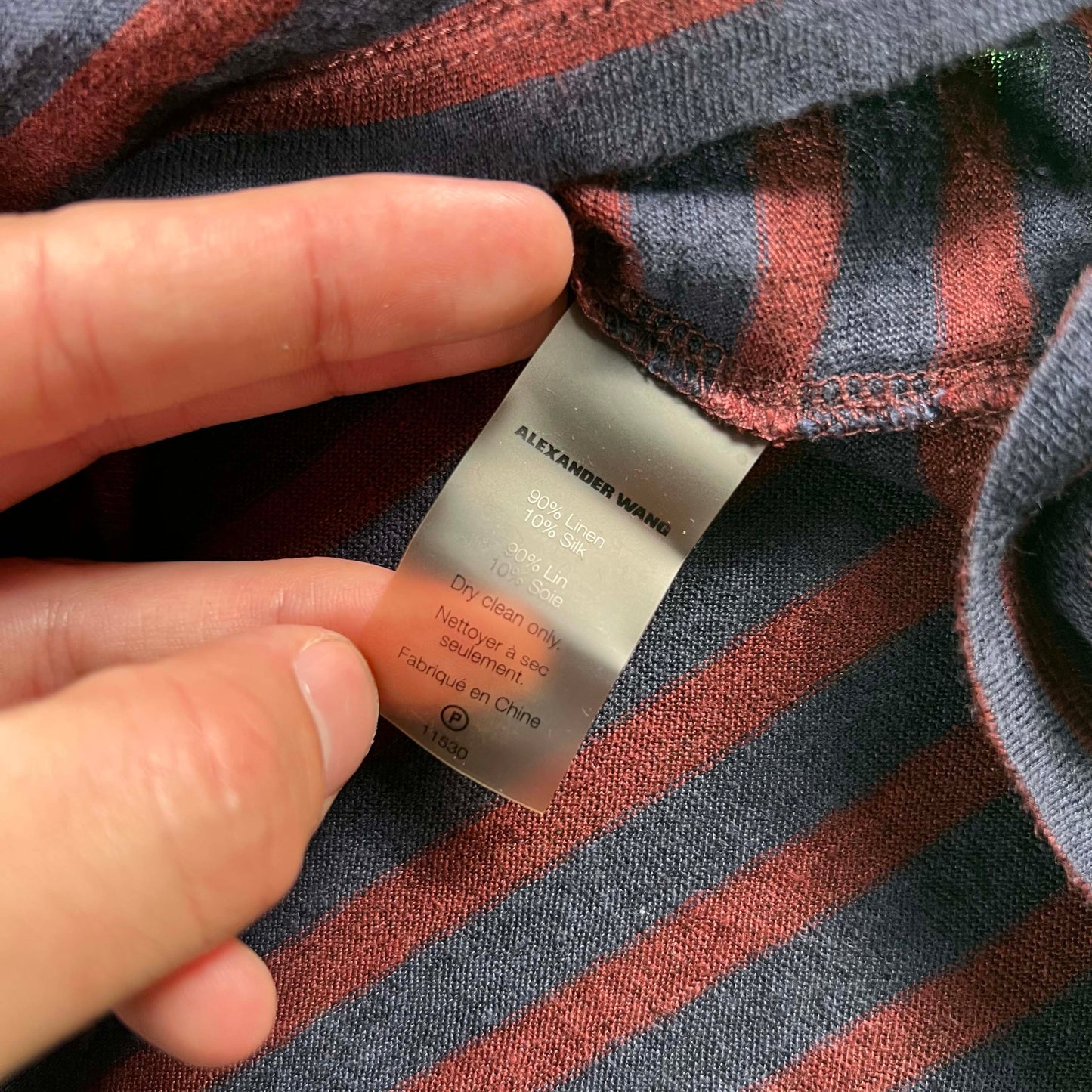 Alexander Wang Striped Linen Long Sleeve- M