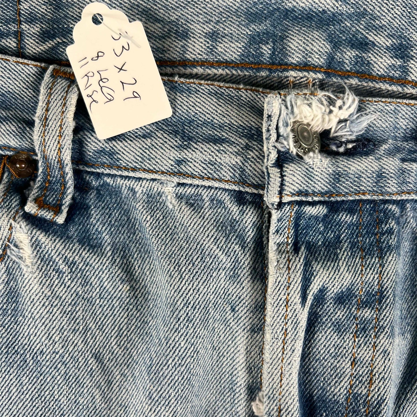 90s Light Wash Distressed Levi's 501 Denim- 33x29