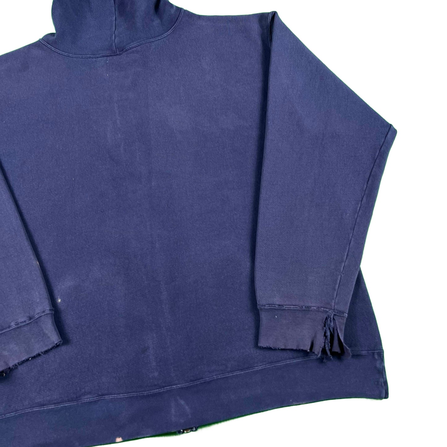 90s Safety Pinned Navy Blue Zip Up Hoodie- XXL