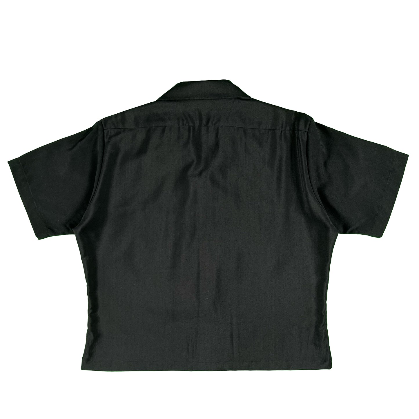 60s Cropped Black USN Camp Collar Shirt- L