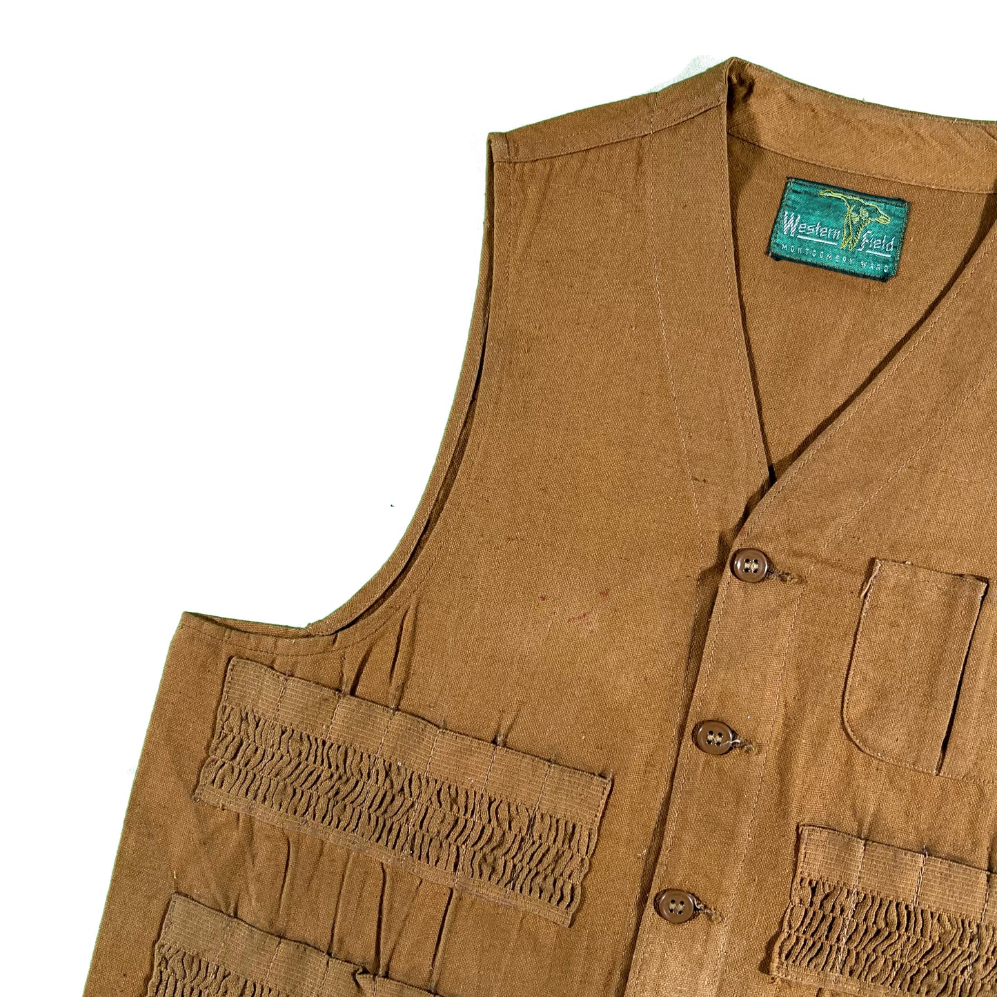 60s Dark Tan Canvas Hunting Vest- S