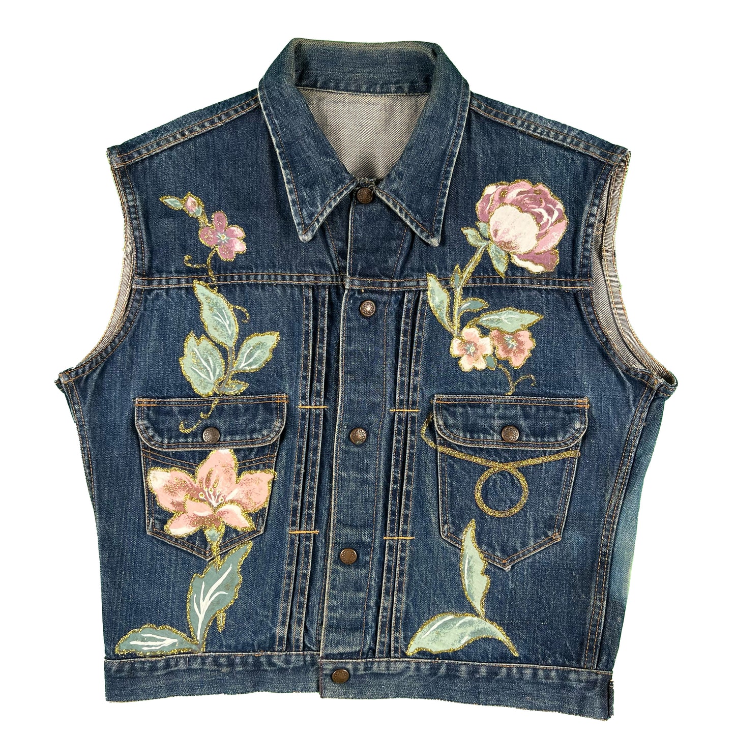 50s Selvedge Denim Type 2 Painted Vest- S