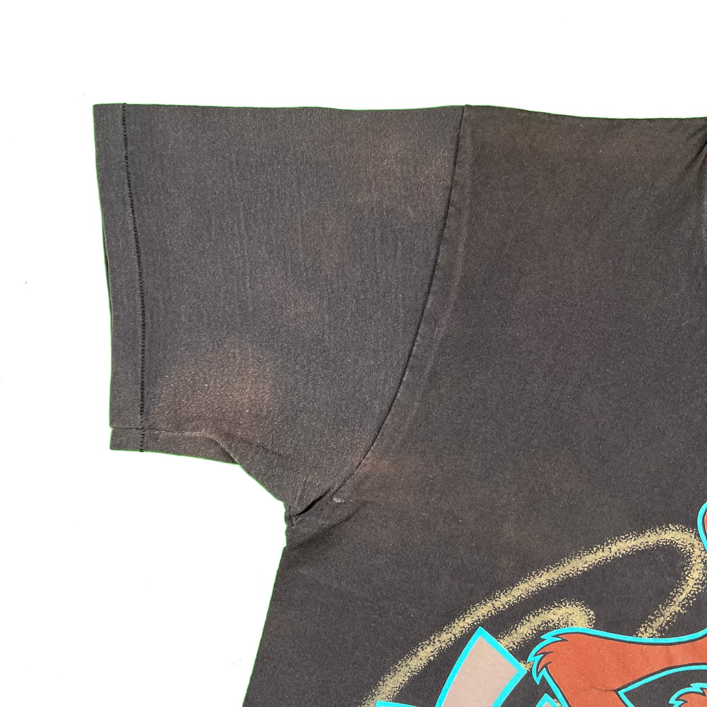 90s Sun Faded Black Taz Tee- L