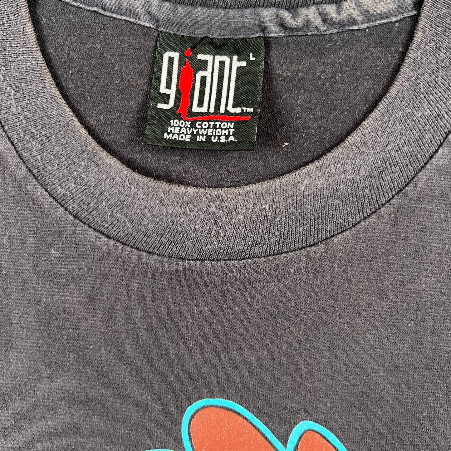 90s Sun Faded Black Taz Tee- L