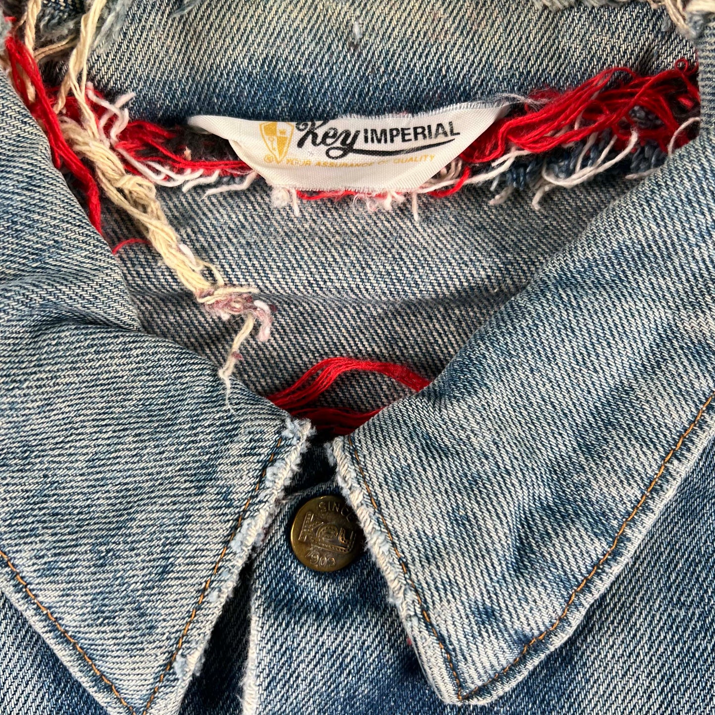 70s/80s Key Flannel Lined Denim Trucker Jacket- L