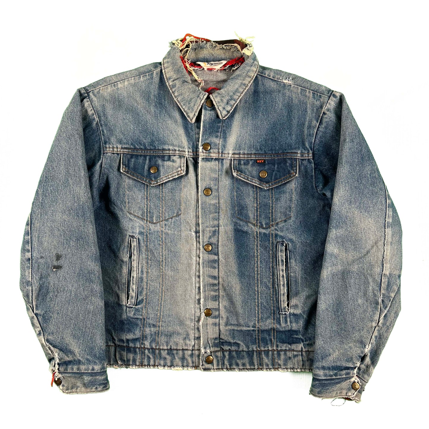 70s/80s Key Flannel Lined Denim Trucker Jacket- L