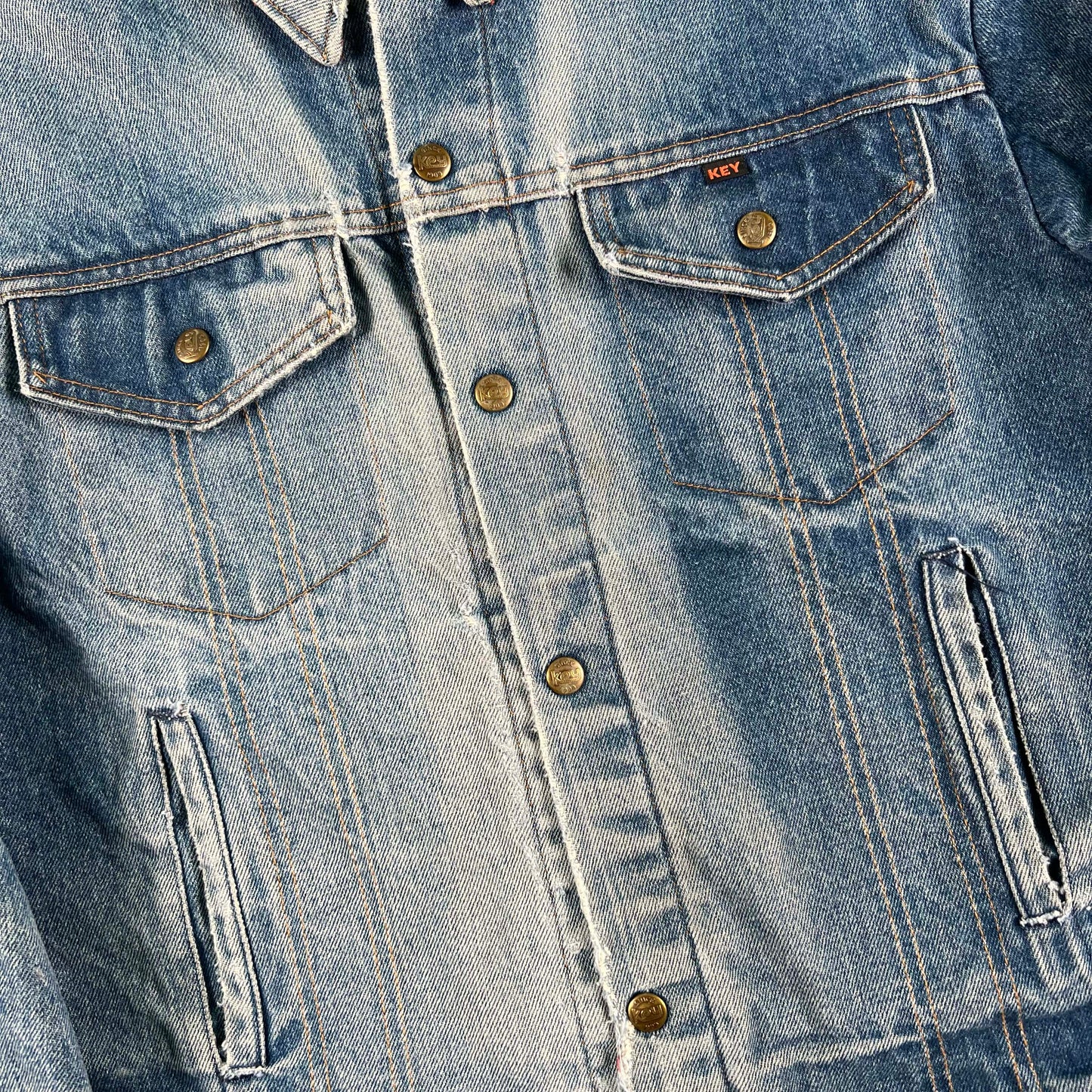 70s/80s Key Flannel Lined Denim Trucker Jacket- L