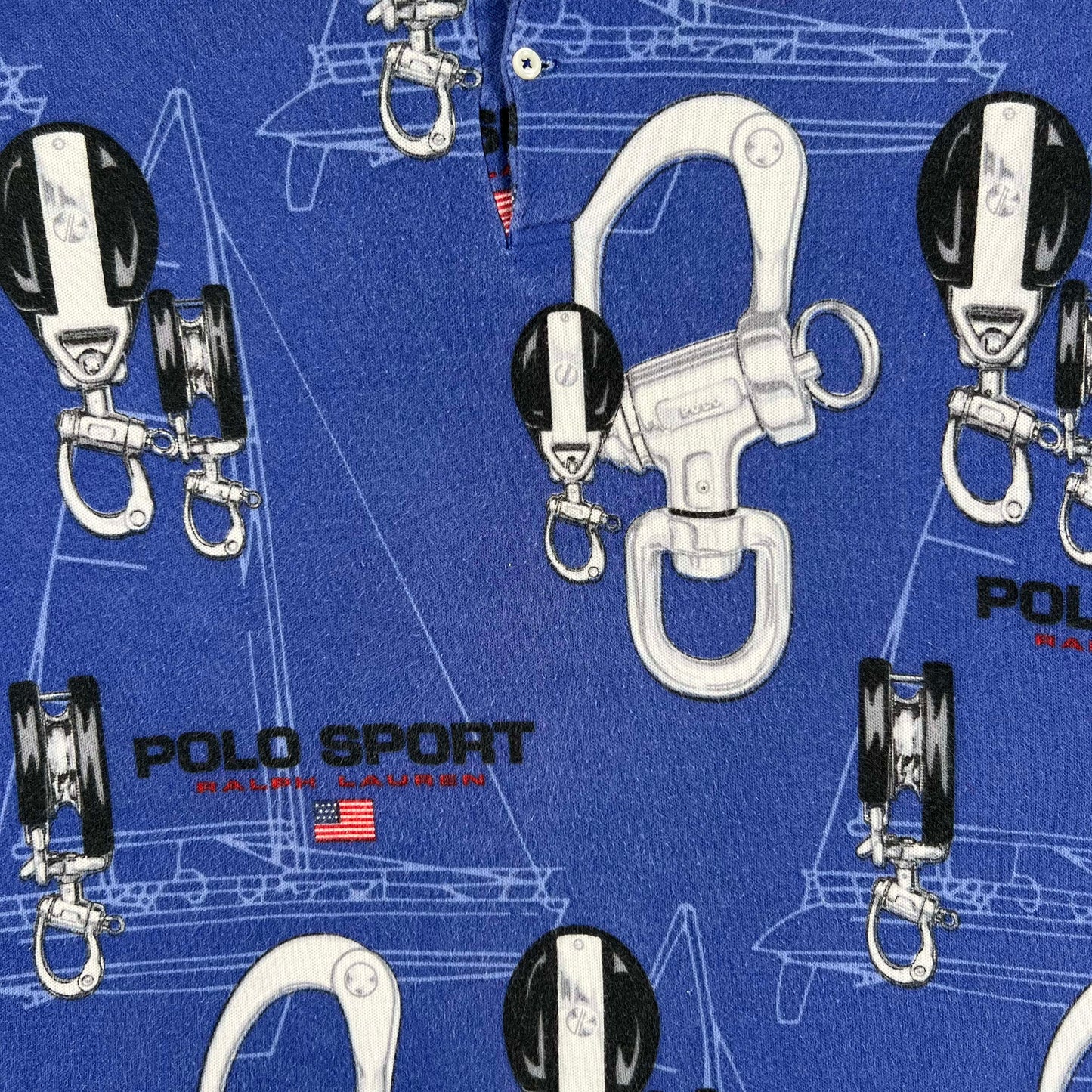 90s Polo Sport Sailboat Clasp Polo Shirt- L