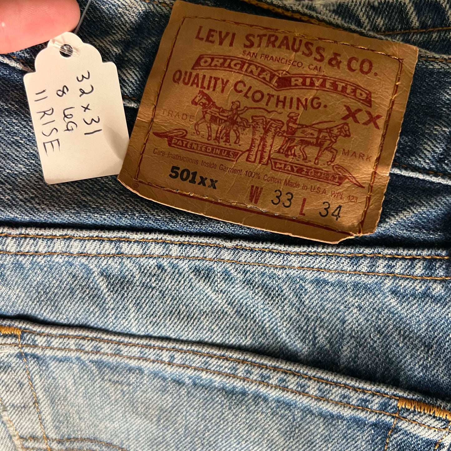 90s Repaired Levi's 501 Denim- 32x31
