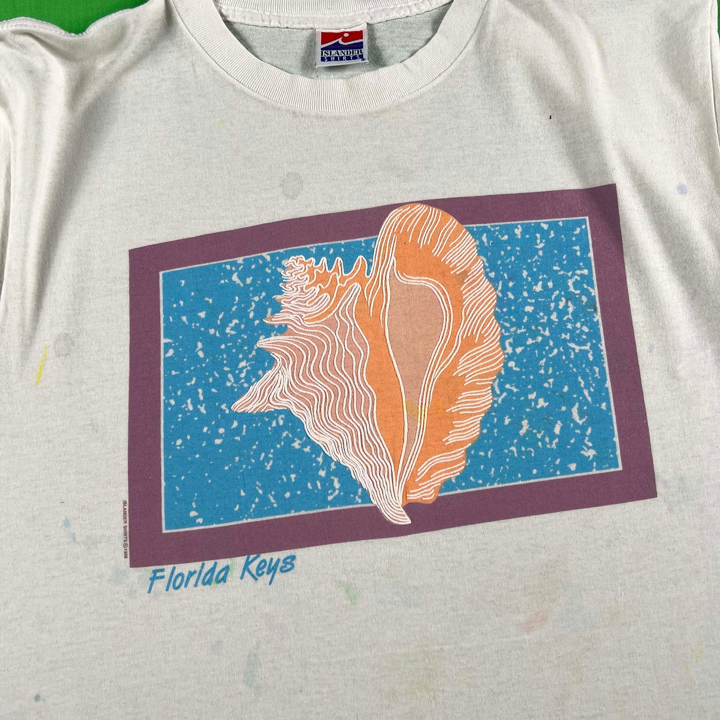 80s Florida Keys Conch Shell Painter's Tee- L