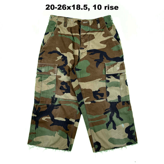 Vintage Chopped & Baggy Army Camo Cargo Shorts- SELECT PAIR