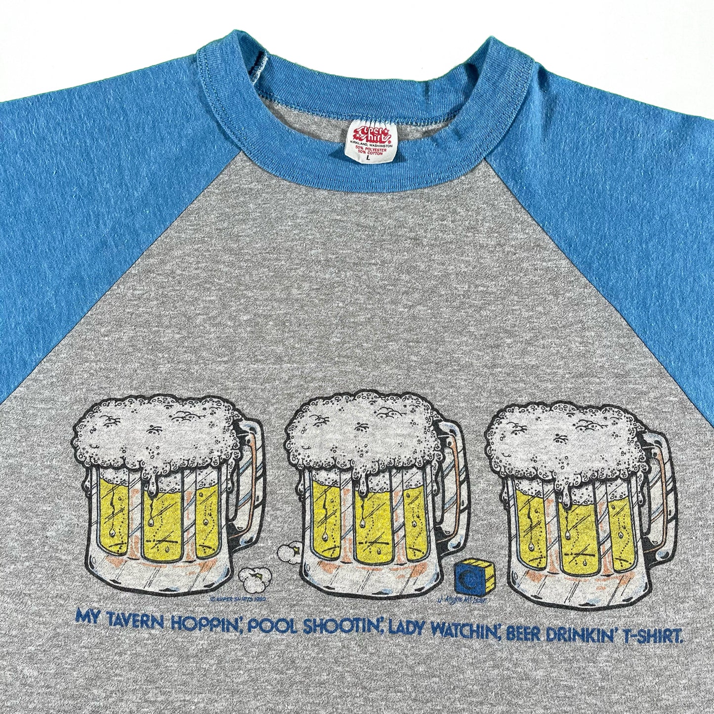 80s 'Beer Drinkin T-Shirt' Raglan Tee- M