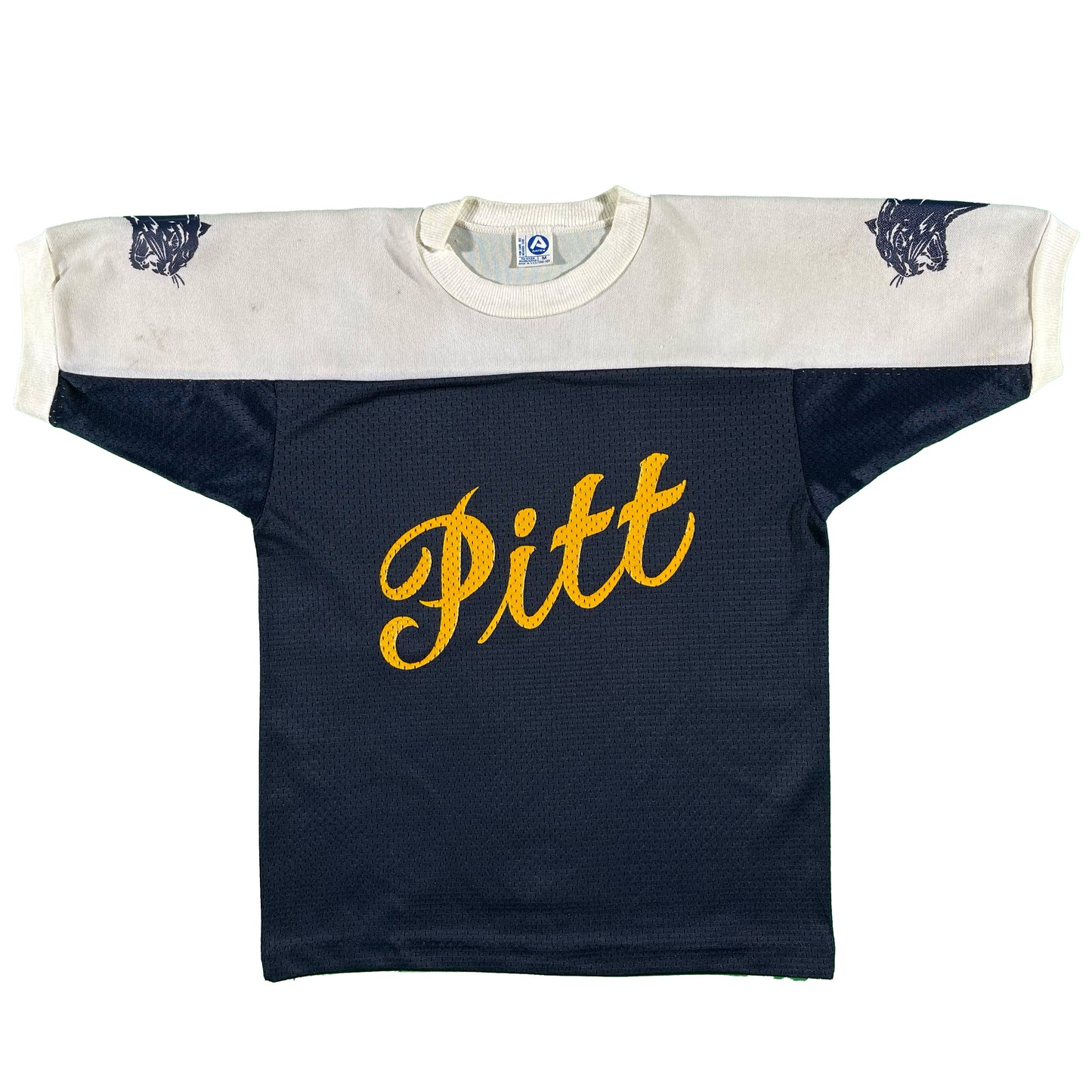 70s U of Pitt Half Mesh Jersey Tee- XS