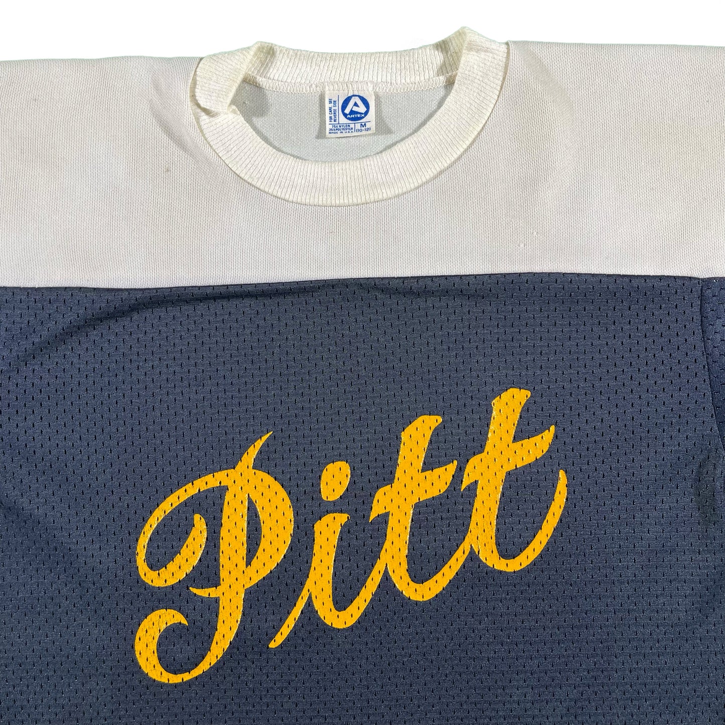 70s U of Pitt Half Mesh Jersey Tee- XS