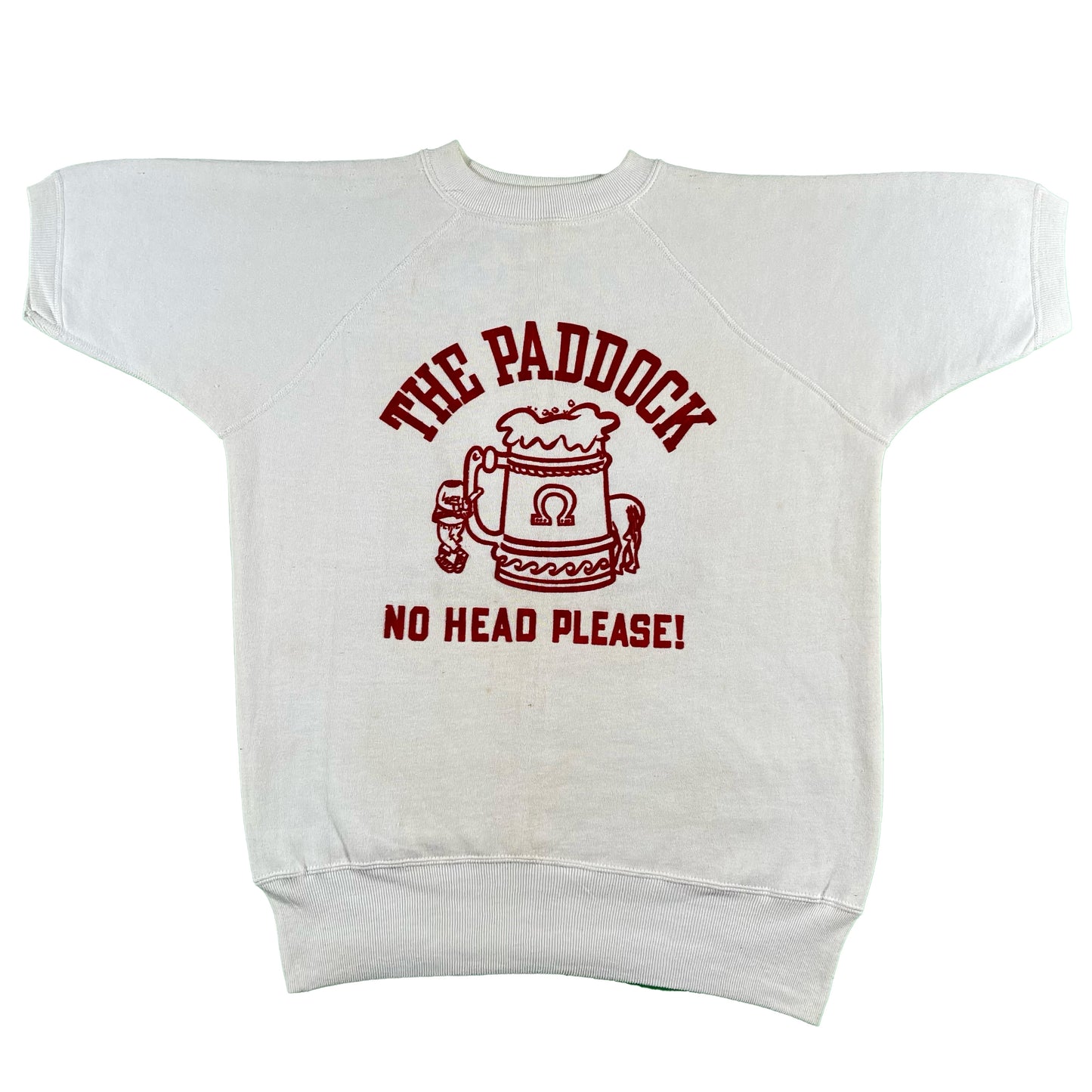 60s Flocked Short Sleeve Beer Sweatshirt- XL
