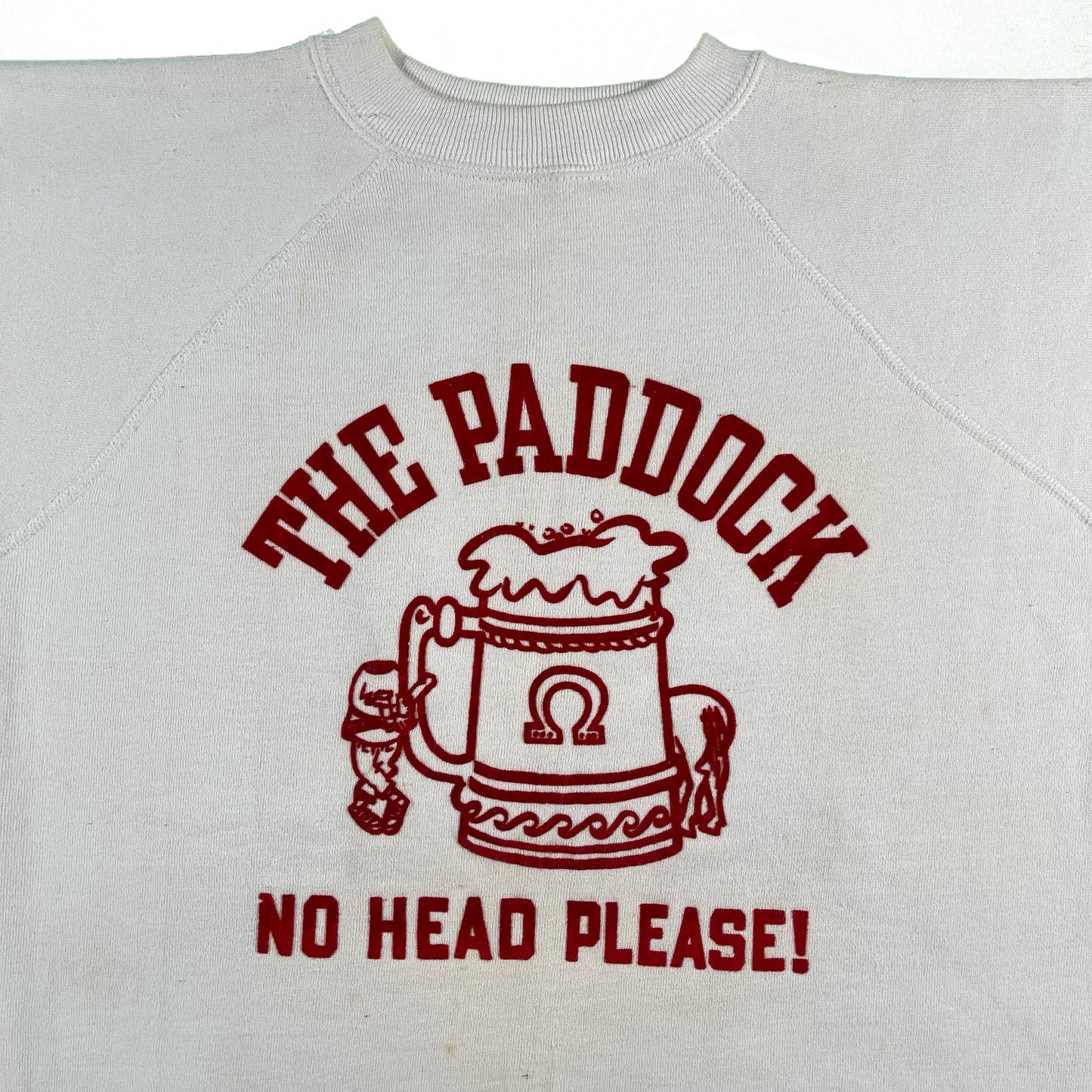 60s Flocked Short Sleeve Beer Sweatshirt- XL