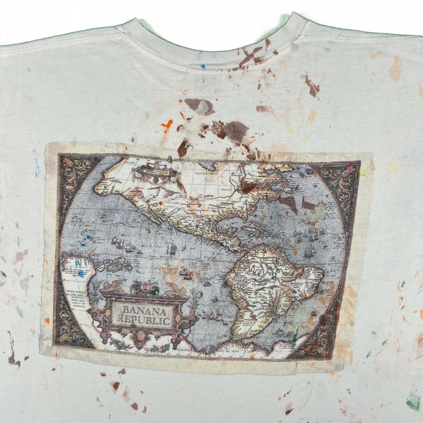 90s Banana Republic Map Painter's Tee- L