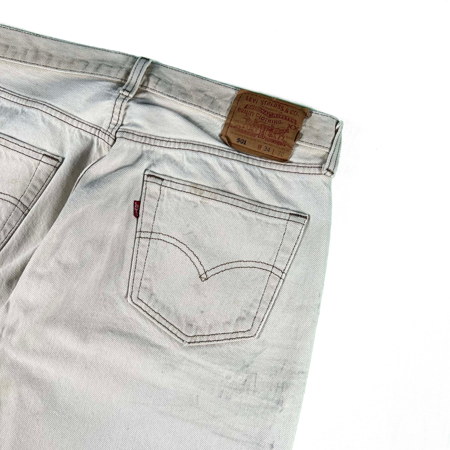 90s Faded Cream Levi's 501 Denim- 32x28.5