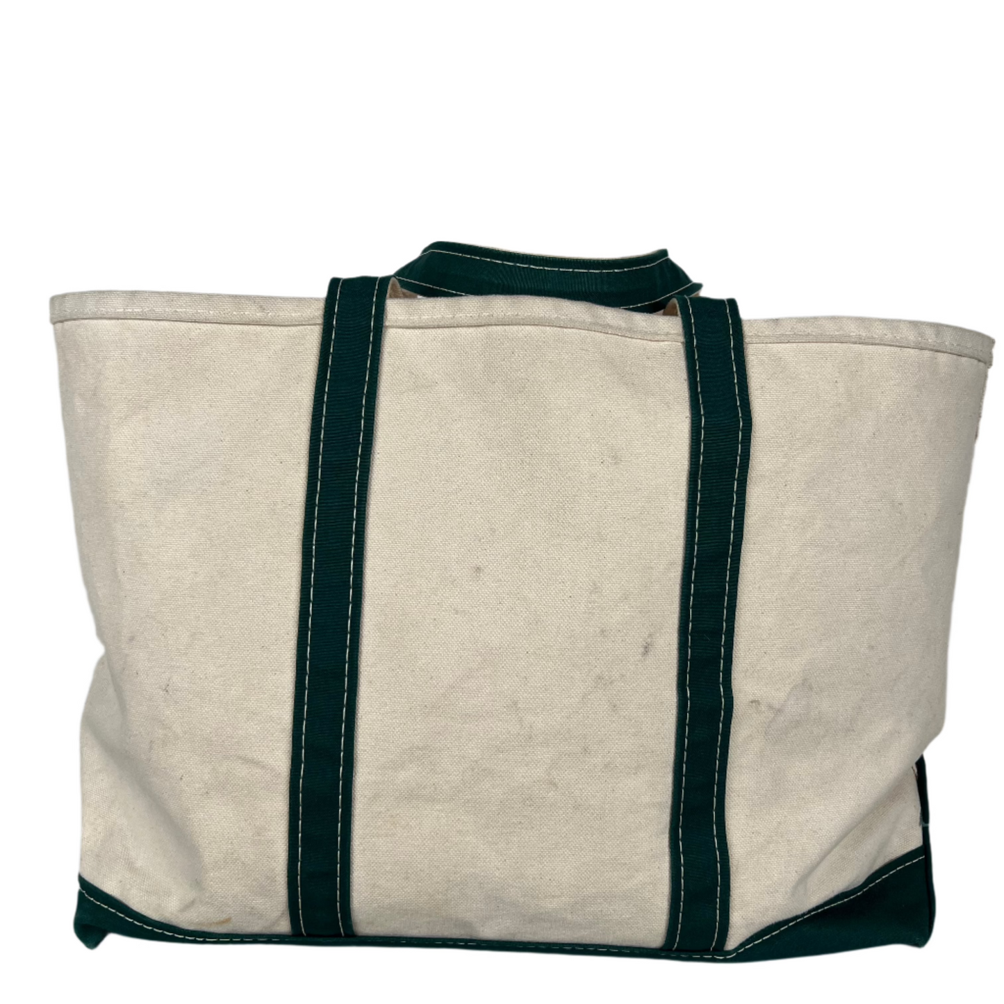 L.L. Bean Canvas Forest Green Handle Ghost Print Boat and Tote Bag- L