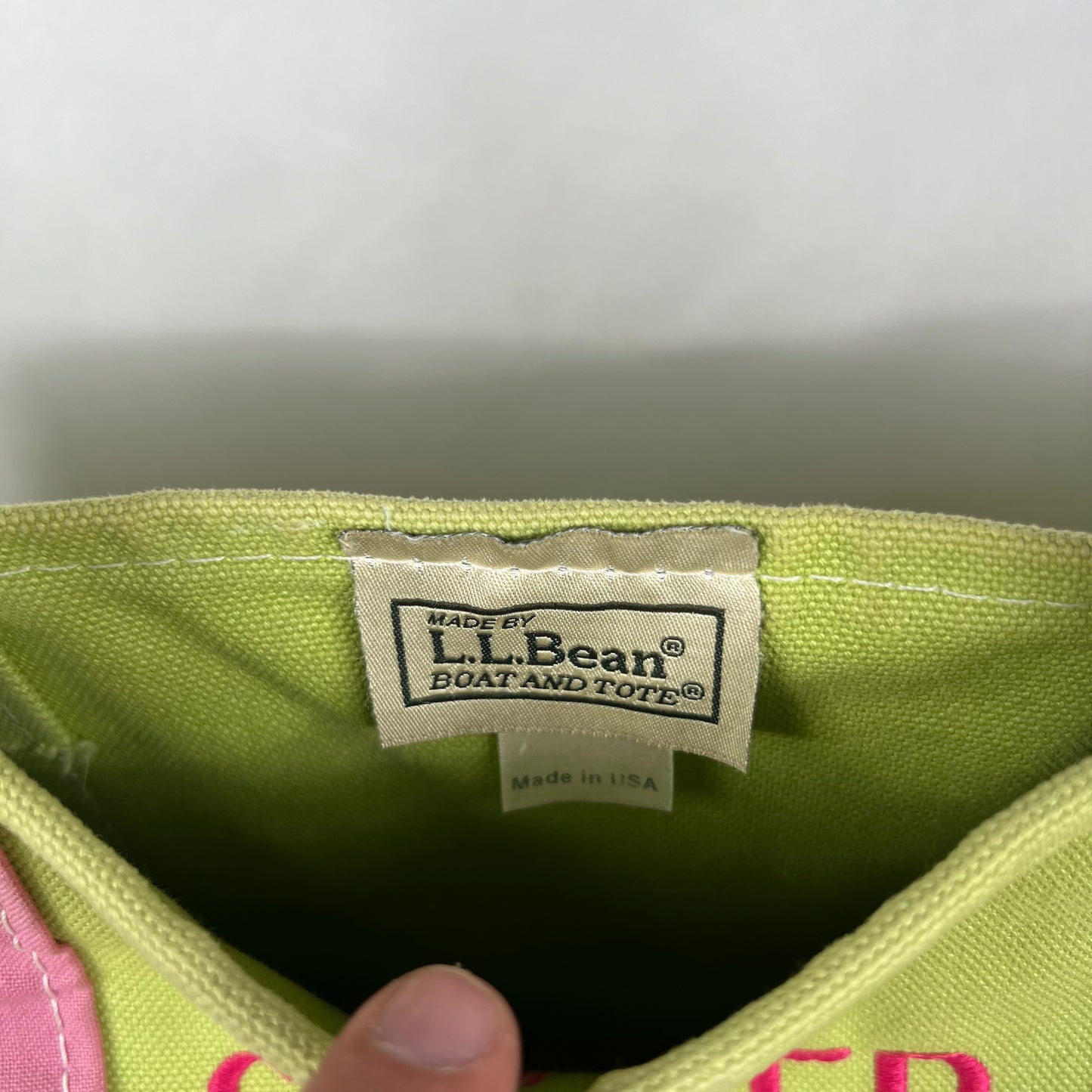 L.L. Bean Canvas Pink & Key Lime Boat and Tote Bag- Large