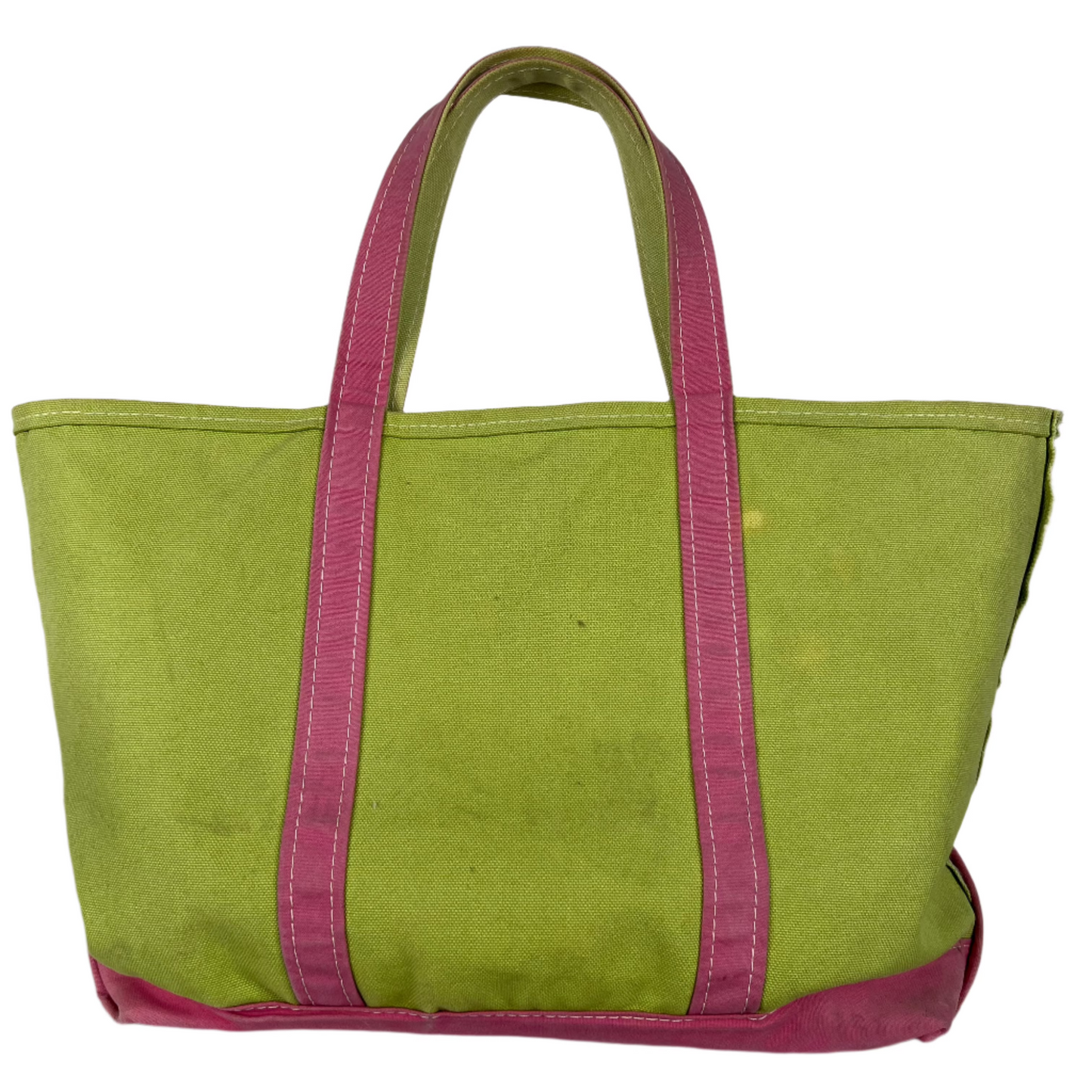 L.L. Bean Canvas Pink & Key Lime Boat and Tote Bag- Large