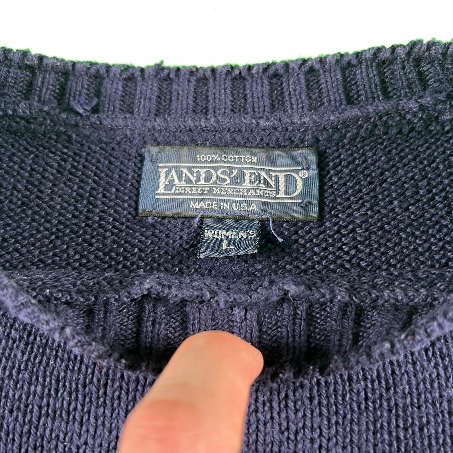 90s Lands' End Striped Short Sleeve Sweater- M