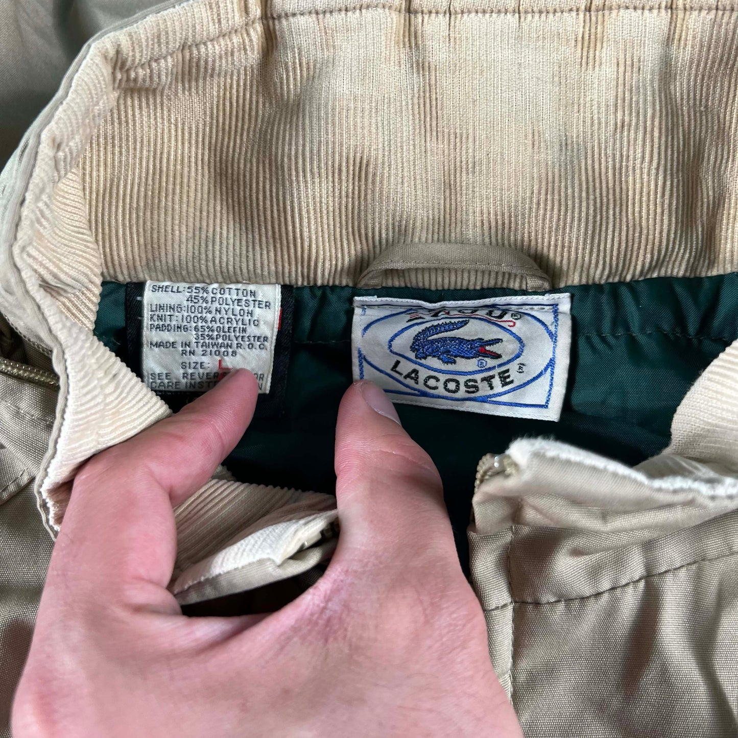 80s Izod Lacoste Hooded Harrington Jacket- L