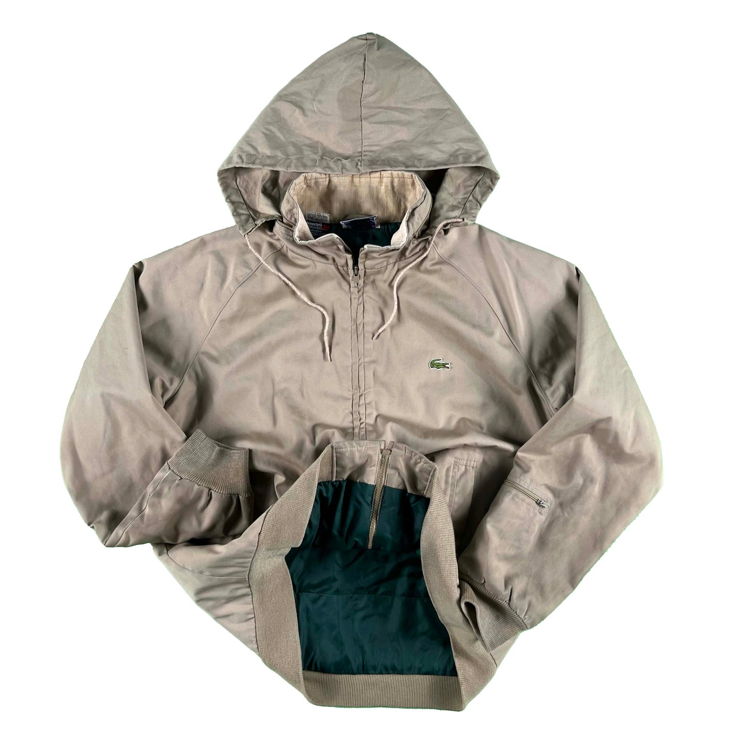 80s Izod Lacoste Hooded Harrington Jacket- L