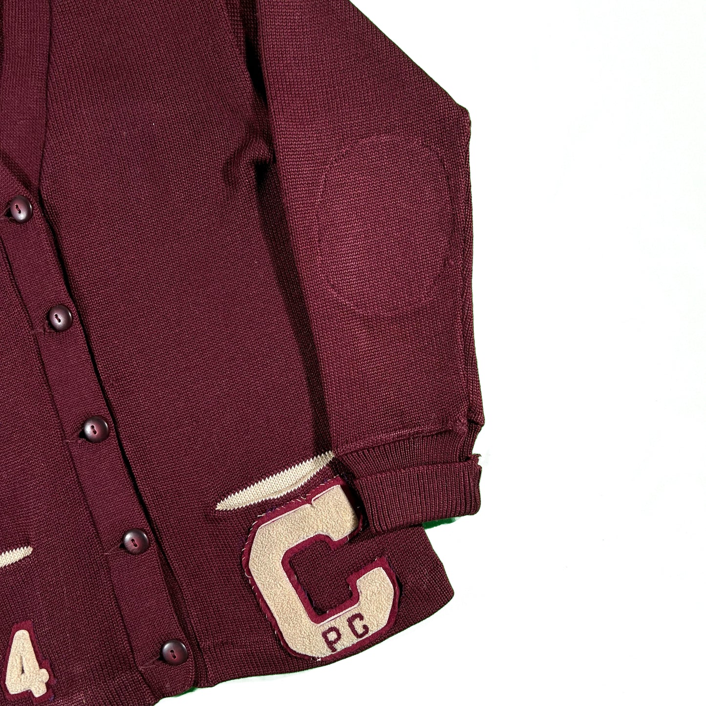 50s Chain Stitch Varsity Cardigan- S