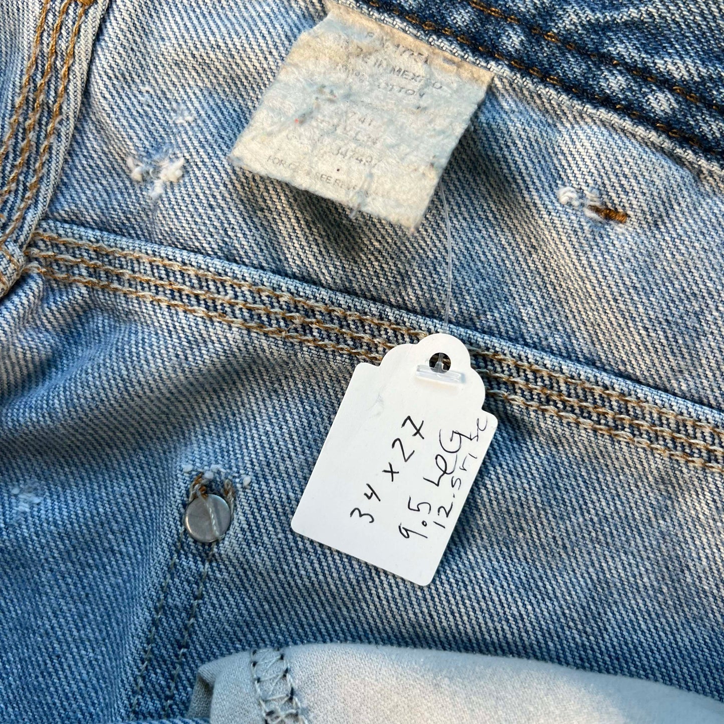 00s Key Thrashed Denim Double Knees- 34x27