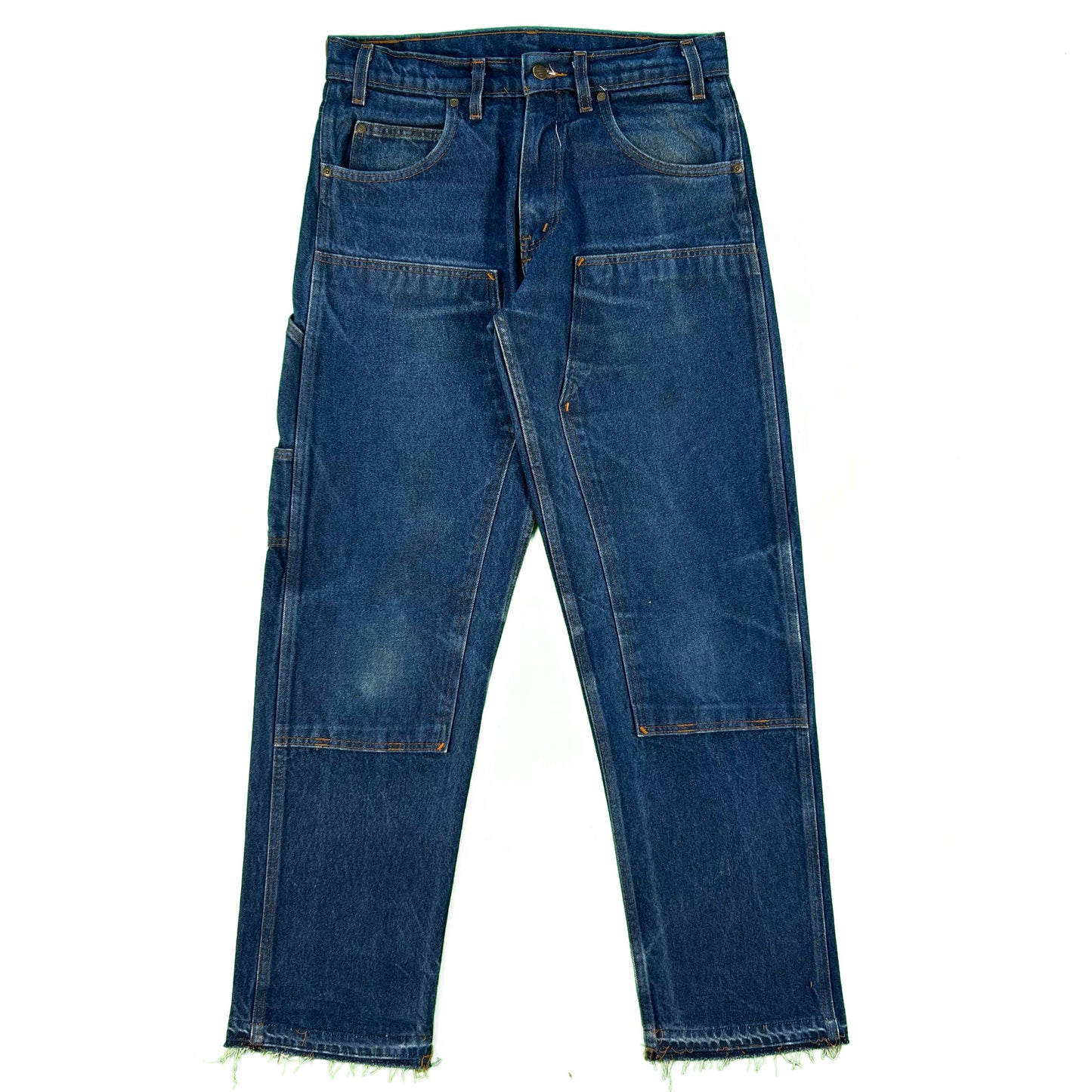 90s Prison Blues Released Hem Denim Double Knees- 33x32.5