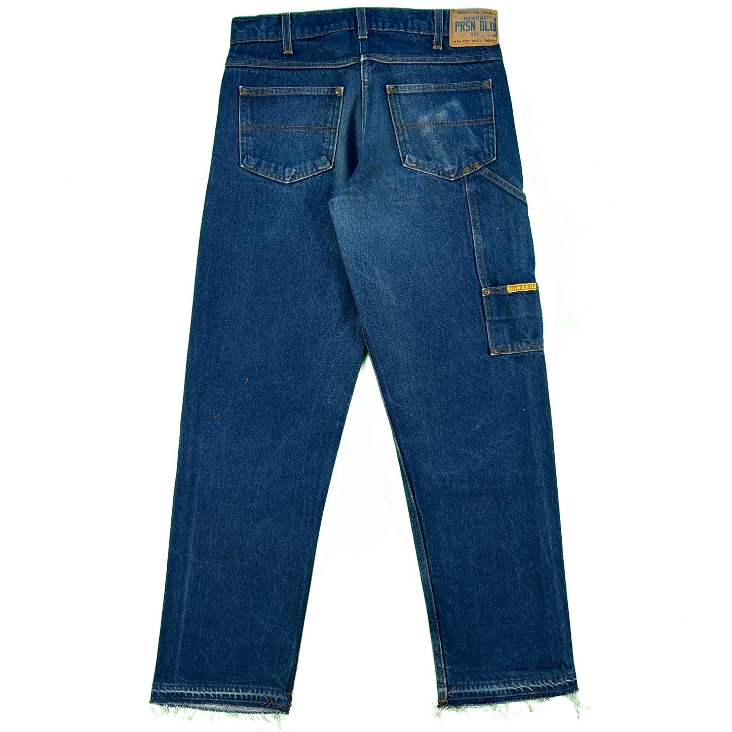 90s Prison Blues Released Hem Denim Double Knees- 33x32.5