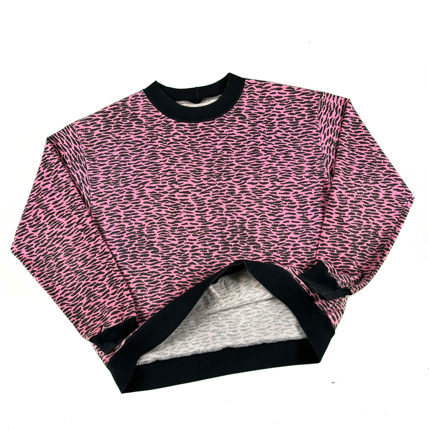 80s Pink Tiger Stripe Sweatshirt- M