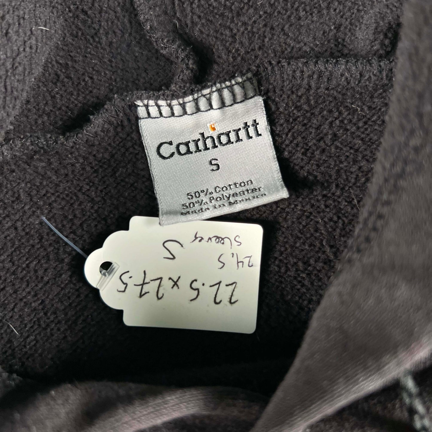 00s Carhartt Faded Black Script Hoodie- S