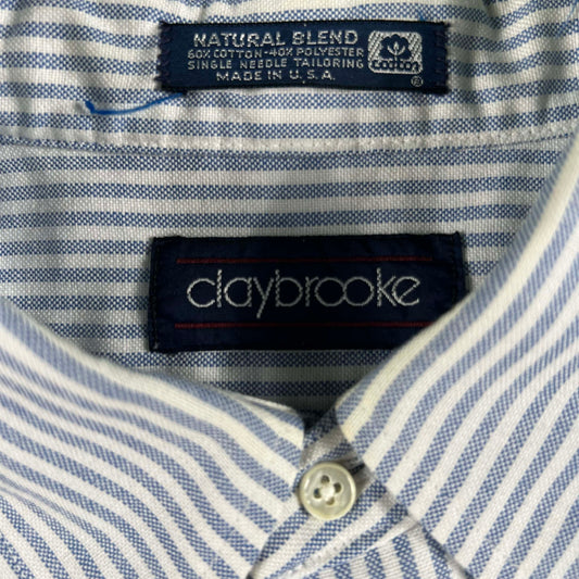 80s 'claybrooke' Short Sleeve Striped Button Up Shirt- L