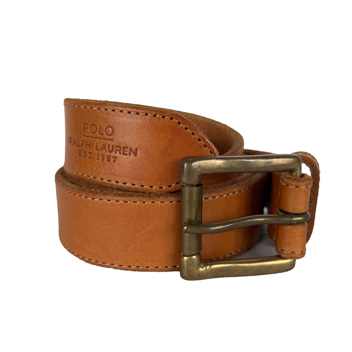 90s Polo Ralph Lauren Tan Leather Belt- 32"-38"