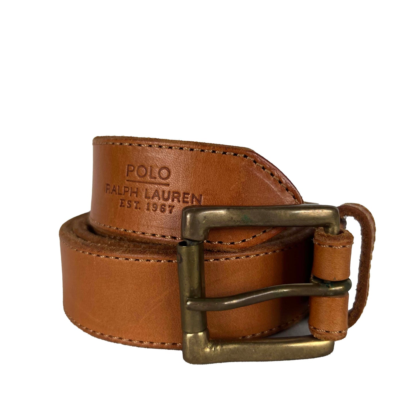 90s Polo Ralph Lauren Tan Leather Belt- 32"-38"