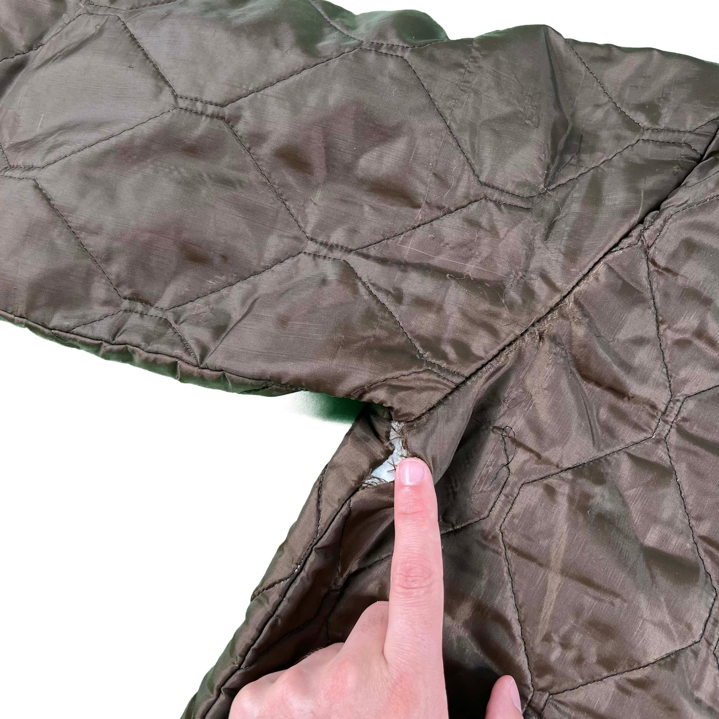 70s Cropped Brown Quilted Liner Jacket- L
