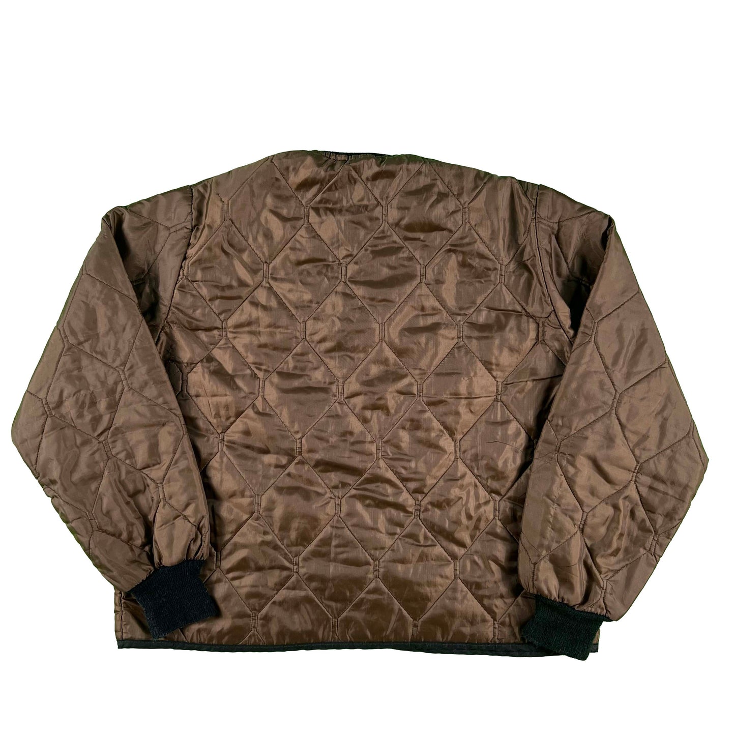 70s Cropped Brown Quilted Liner Jacket- L