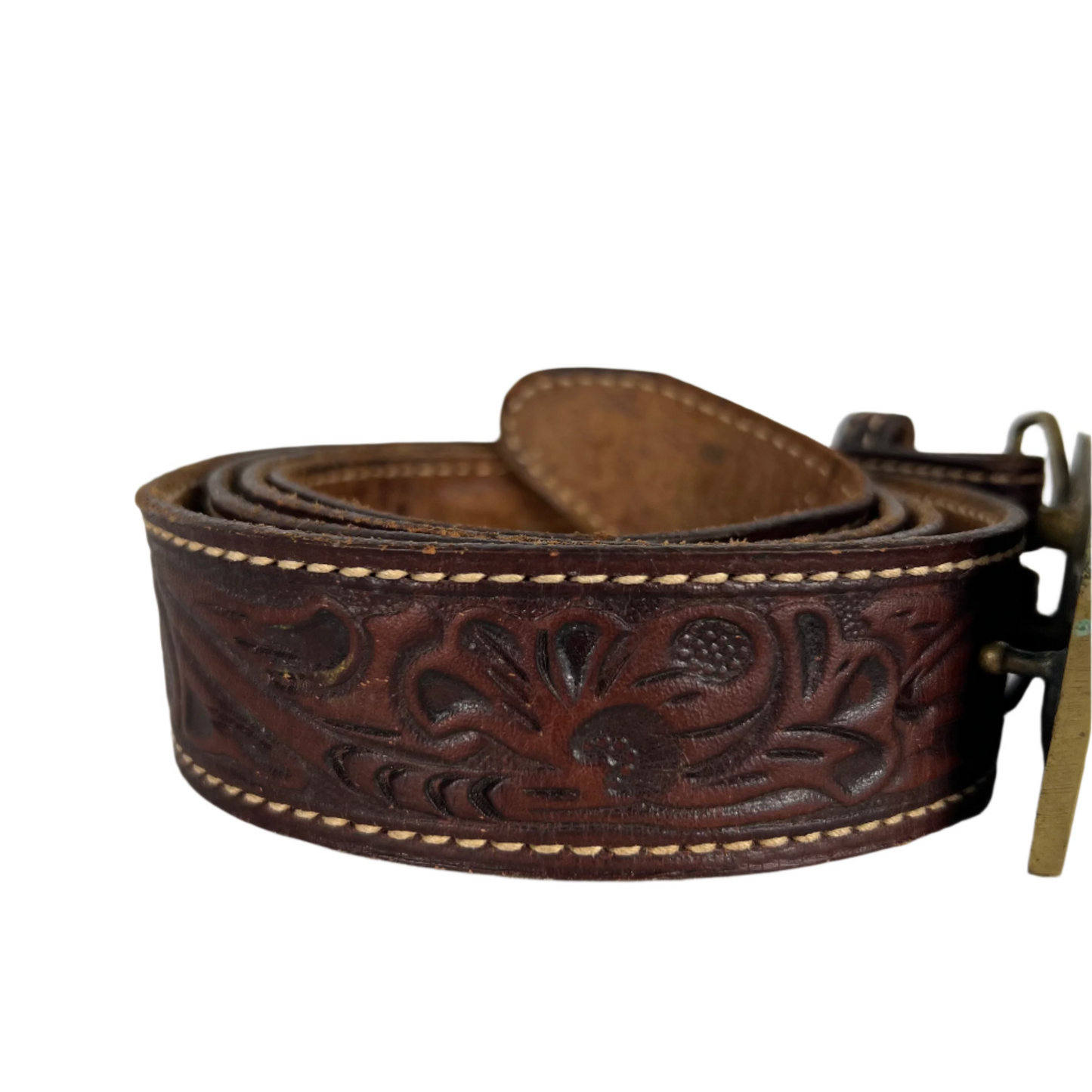 70s KARL Buckle Floral Embellished Belt- 40"+
