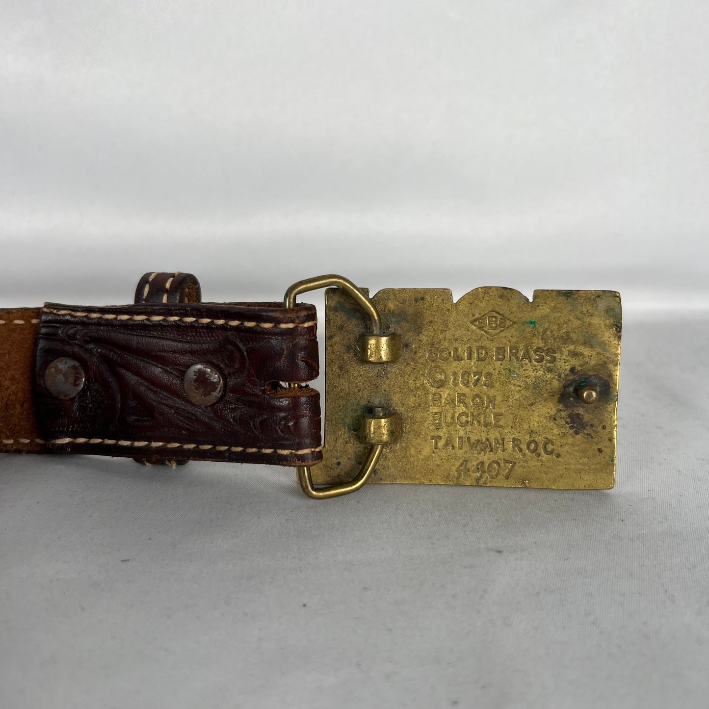 70s KARL Buckle Floral Embellished Belt- 40"+