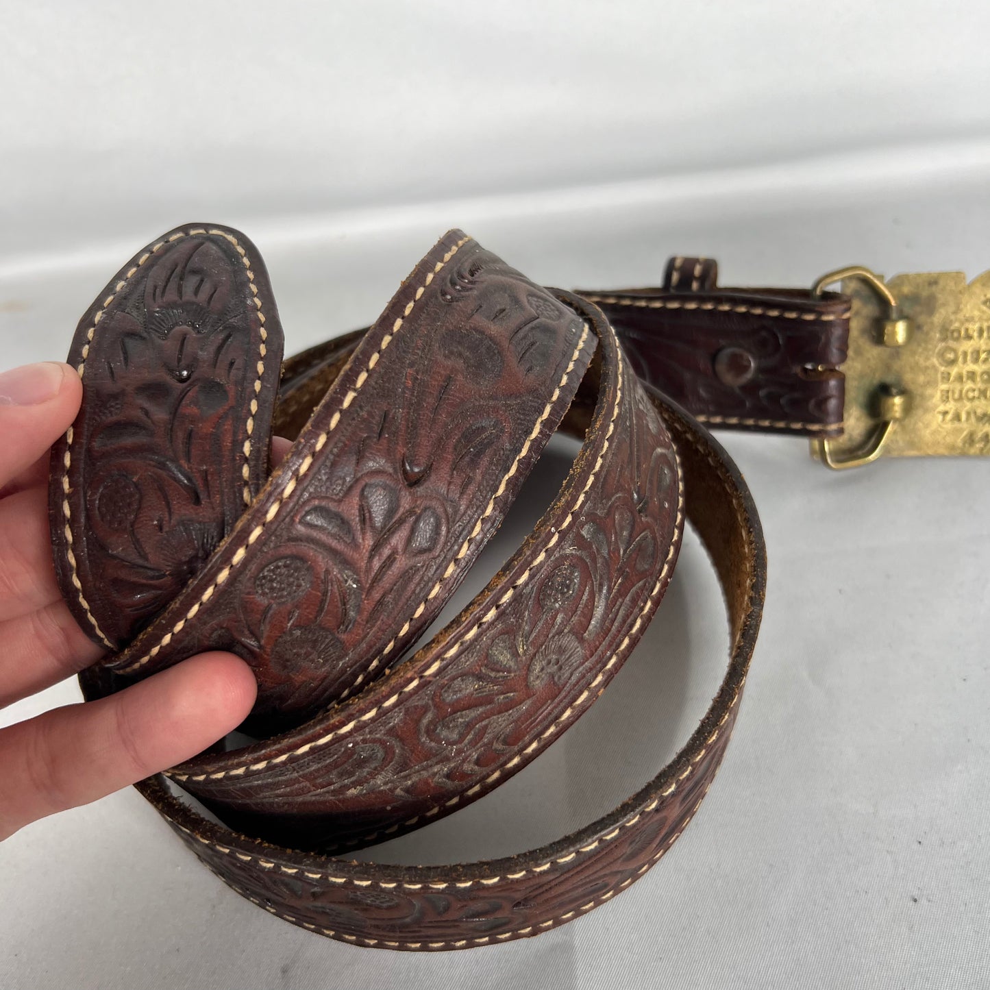 70s KARL Buckle Floral Embellished Belt- 40"+