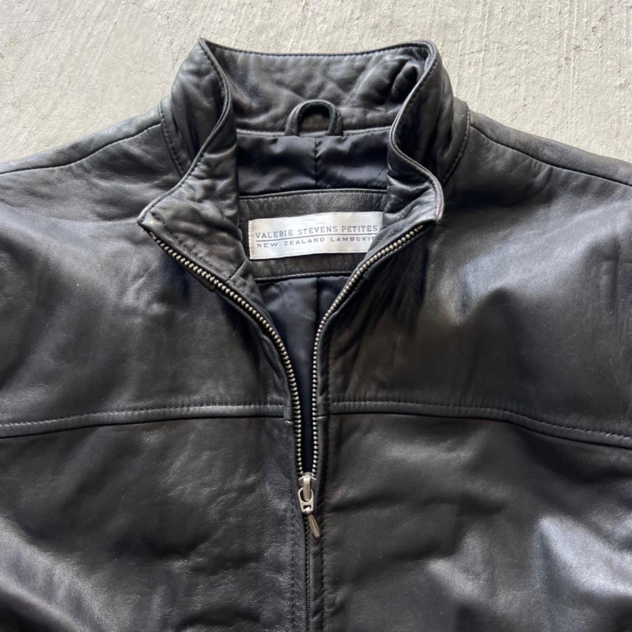 90s Black Lambskin Leather Jacket- S