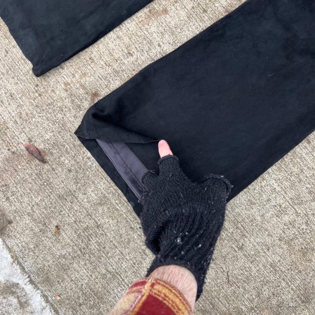 90s Black Goat Suede Leather Flared Pants- 30x32