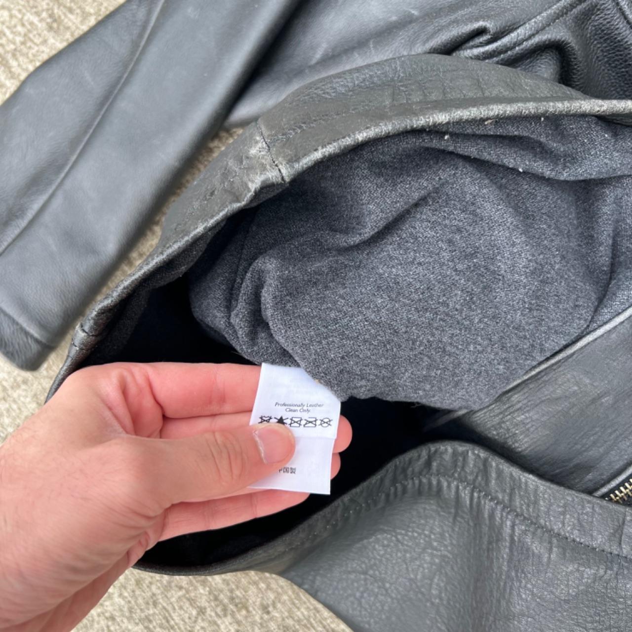 00s Eddie Bauer Patina Black Leather Racer Jacket- L