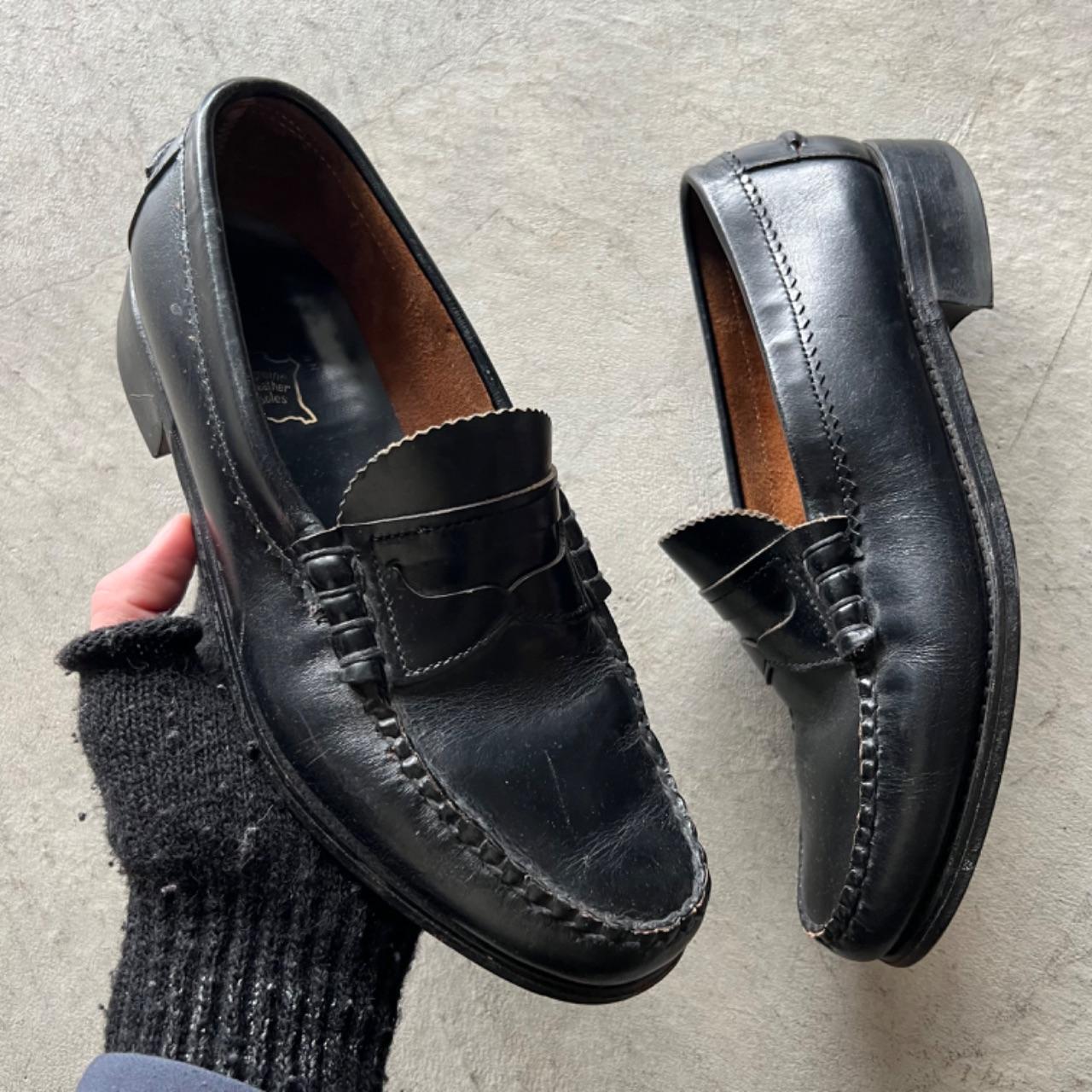 80s Black Leather Penney Loafers- M's 8, W's 9.5